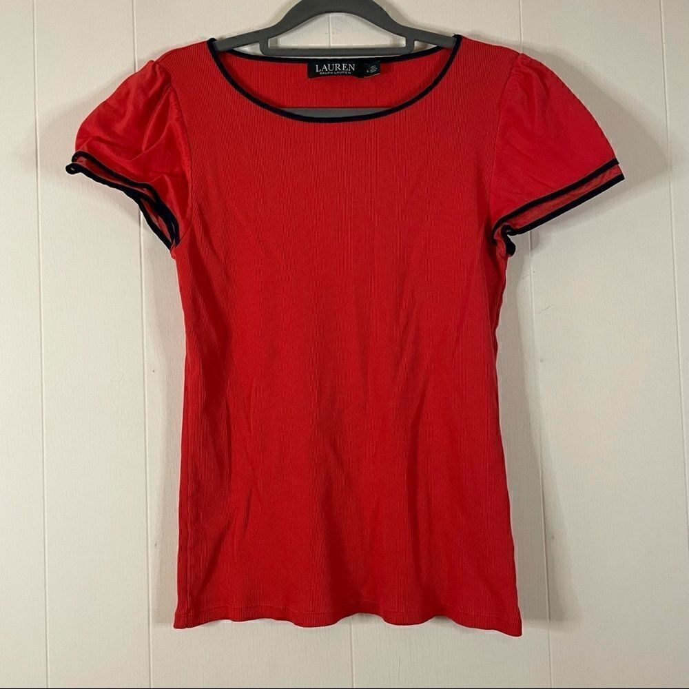 Lauren Ralph Lauren Retro Ribbed Cap Sleeve Top
